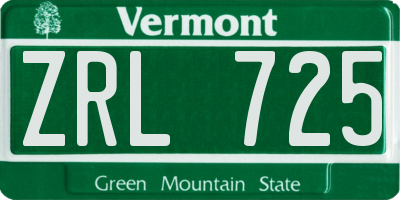 VT license plate ZRL725