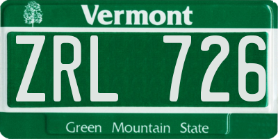 VT license plate ZRL726