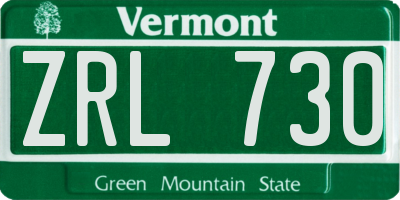 VT license plate ZRL730