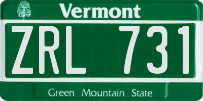 VT license plate ZRL731