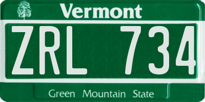 VT license plate ZRL734