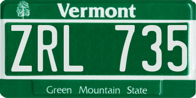 VT license plate ZRL735