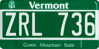 VT license plate ZRL736
