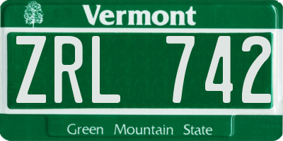 VT license plate ZRL742