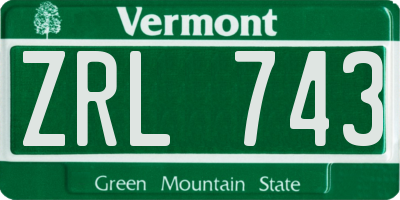 VT license plate ZRL743