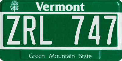 VT license plate ZRL747
