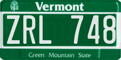 VT license plate ZRL748