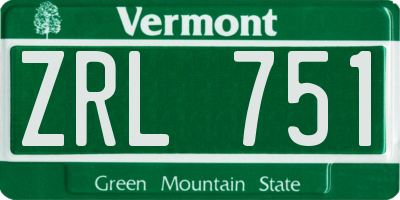 VT license plate ZRL751
