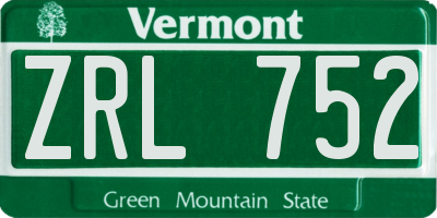 VT license plate ZRL752