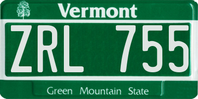 VT license plate ZRL755