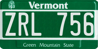 VT license plate ZRL756