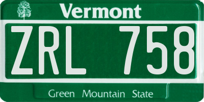 VT license plate ZRL758