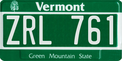 VT license plate ZRL761