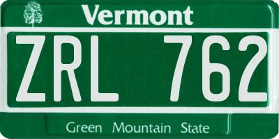 VT license plate ZRL762