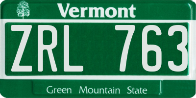 VT license plate ZRL763