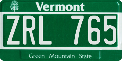 VT license plate ZRL765