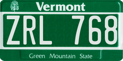 VT license plate ZRL768