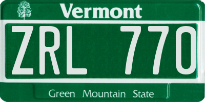 VT license plate ZRL770