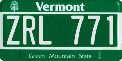 VT license plate ZRL771