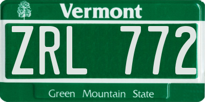 VT license plate ZRL772
