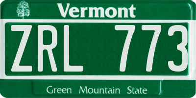 VT license plate ZRL773