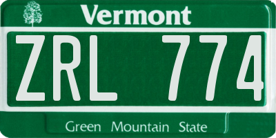 VT license plate ZRL774