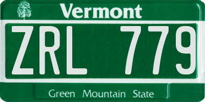 VT license plate ZRL779