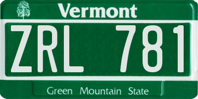 VT license plate ZRL781