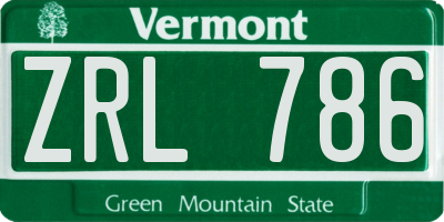 VT license plate ZRL786