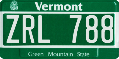 VT license plate ZRL788