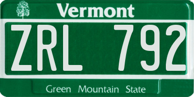 VT license plate ZRL792
