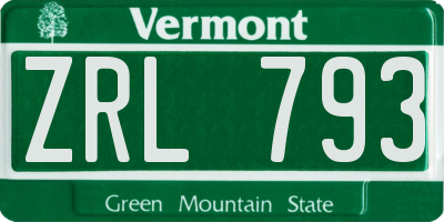 VT license plate ZRL793