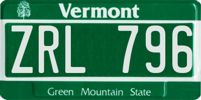 VT license plate ZRL796