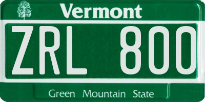 VT license plate ZRL800