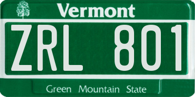 VT license plate ZRL801