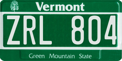 VT license plate ZRL804