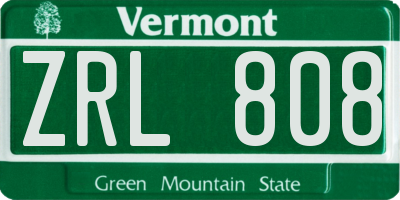 VT license plate ZRL808