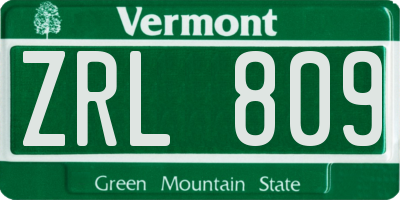 VT license plate ZRL809
