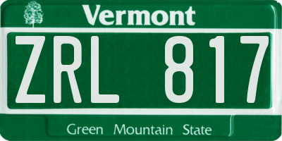 VT license plate ZRL817