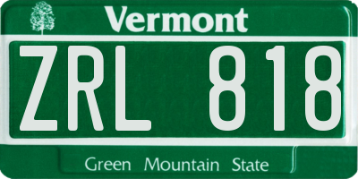 VT license plate ZRL818