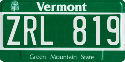 VT license plate ZRL819