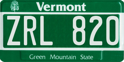 VT license plate ZRL820