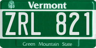 VT license plate ZRL821