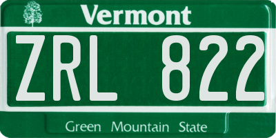 VT license plate ZRL822