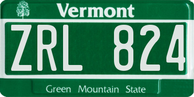 VT license plate ZRL824