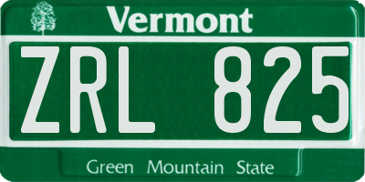 VT license plate ZRL825