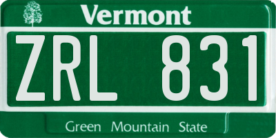 VT license plate ZRL831