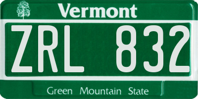 VT license plate ZRL832