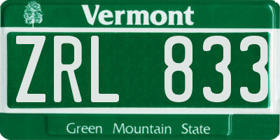 VT license plate ZRL833