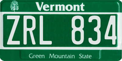 VT license plate ZRL834